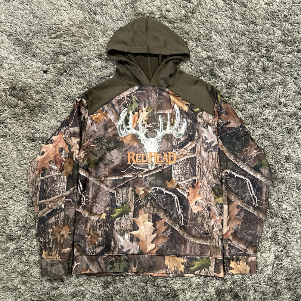 redhead camo hoodie with buck skull on front